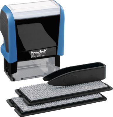 Trodat Printy 4912 Typomatic, Textstempel zum Selbersetzen himmelblau | Abdruck 46x17 mm, Abdruck schwarz, selbstfärbend, dokumentenecht, inkl. 2 Zeichensets in 3 und 4 mm Schrifthöhe und Pinzette - Image 8