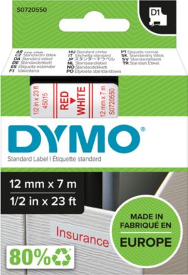 Dymo Rot D1 Schriftband, Auf Weiß, 12 Mm X 7 M - Image 16
