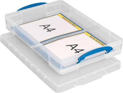 Really Useful Box Transportbox 10 l, L 520 x B 340 x H 85 mm, stapelbar, Klappgriffe, transparent - Bild 3