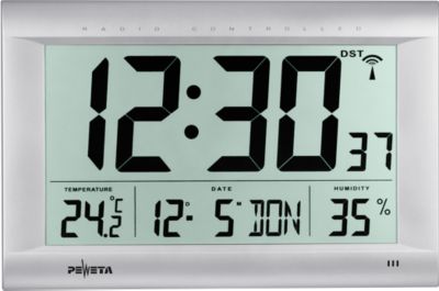 PEWETA Funk-Digitalwanduhr DCF 77 - LC-Display - Datum - Temperatur - Luftfeuchte - Weckalarm - Bild 4