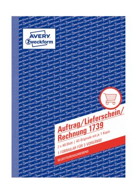 Avery Zweckform Gelb 1739 Auftrag/Lieferschein/Rechnung, A5, Selbstdurchschreibend, 2X40 Blatt - Image 6