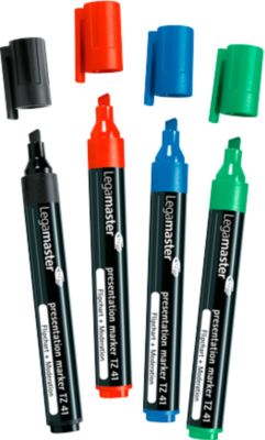 Legamaster TZ 41 Präsentationsmarker sortiert 4St Set, 4 Stück(e), Schwarz, Blau, Grün, Rot, Schwarz, Rund, 1 mm, 5 mm - Bild 4
