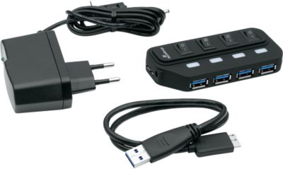 Mediarange Schwarz Mrcs505 Usb 3.0 Hub, 4 Usb 3.0-Anschlüsse, Stromversorgung Über Netzteil, - Bild 7