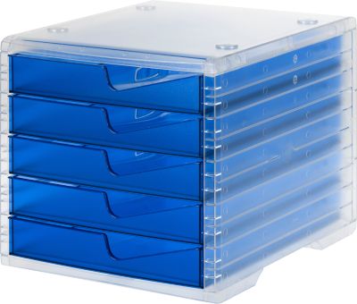 styro Schubladenbox A4 mit 5 Schubladen - Blau - Bild 4