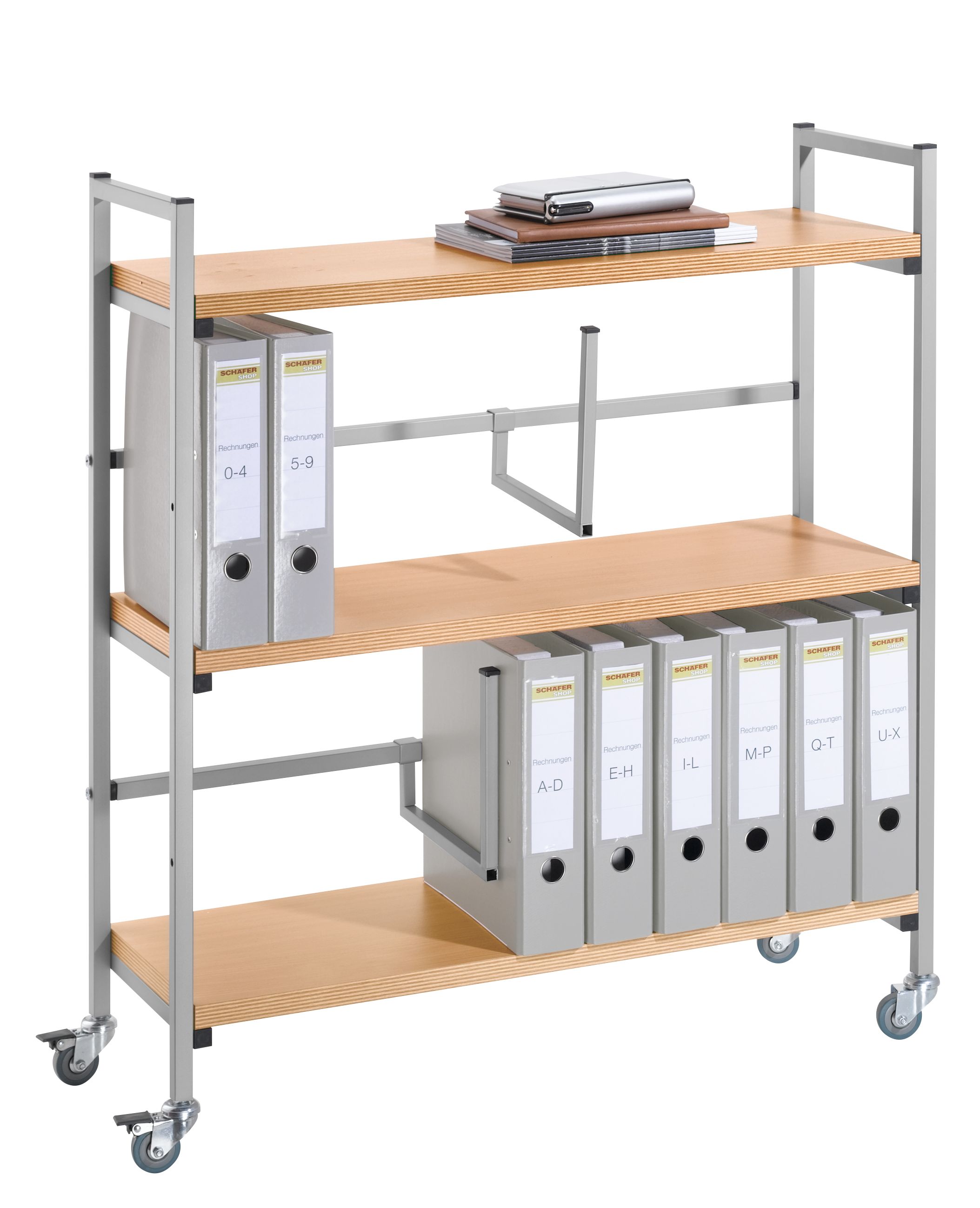 Ordner-Rollwagen, 3 Holzböden günstig kaufen | Schäfer Shop