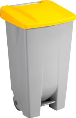 Sunware Abfalleimer 120 L mit Fußpedal & Rädern - Gelb HDPE - HACCP-konform