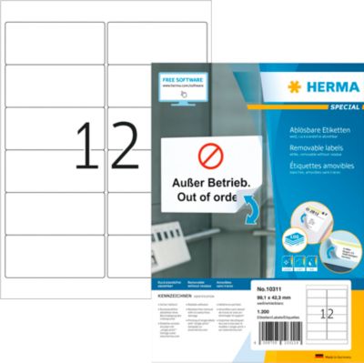 Herma Adressetiketten Special Nr. 10311 - 99,1 x 42,3 mm, Weiß, 1200 Stück, Ablösbar, Bedruckbar, Papier - Image 6