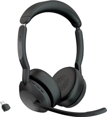 Jabra Evolve2 55 Link380c Stereo Headset - Kabellos, Reichweite 30m, 10h Akku, UC-Optimiert, Schwarz - Bild 9