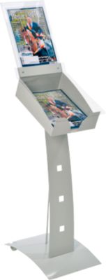 Update Display Prospektständer Outdoor PLUS - DIN A4 - Silber - Mobil mit Laufrollen - Lochblech-Design - Image 3