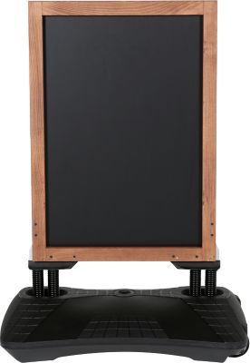 Kreidetafel WindPro WOOD beidseitig beschriftbar mit Kunststoff-Fuß und Laufrollen - Kiefer dunkel - 460 x 680 mm - Image 3