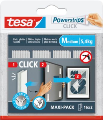 tesa Powerstrips MEDIUM Click Montagepad weiß Mittel 32 Stück - Image 5