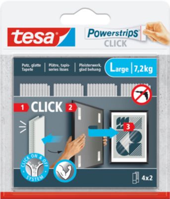 tesa® Powerstrips CLICK LARGE - 7,2 kg Haltekraft - Selbstklebend - Klettband - 8 Streifen - Image 5