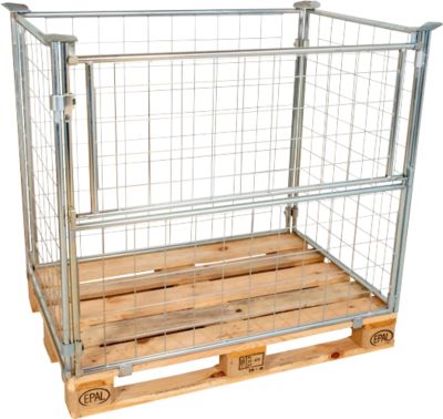 Gitteraufsatzrahmen für Europaletten - 1200 x 800 x 1200 mm - 800 kg Nutzlast - Stahl galvanisch blau verzinkt - Öffnungsklappe - stapelbar - Image 4
