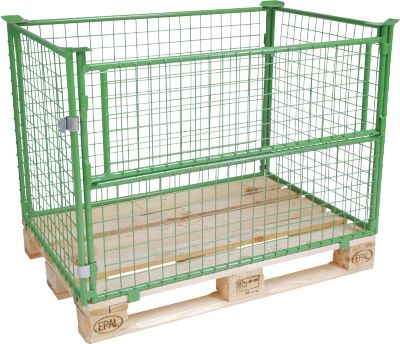 Gitteraufsatzrahmen für Europaletten - Stahl, Maigrün RAL 6017, Nutzlast 800 kg, Öffnungsklappe, Stapelbar, L 1200 x B 800 x H 800 mm - Image 4
