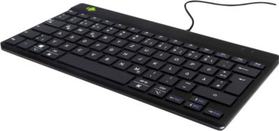 R-Go Tools Compact Break Tastatur QWERTZ mit Break-LED, 285 x 10 mm, kabelgebunden, schwarz