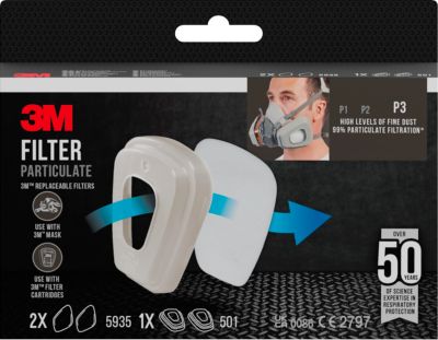 3M Partikelfilter 5935 P3 Grau/Weiß für 6000 Serie - Bild 3