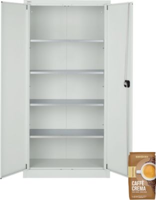 Schäfer Shop Pure Stahlschrank Flügeltür, 4 Böden, 250 kg, RAL 7035,