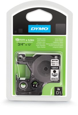 DYMO S0718050 16958 D1 Flexible Nylontape 19mm x 3,5m Black on white, ~E~ - Image 7