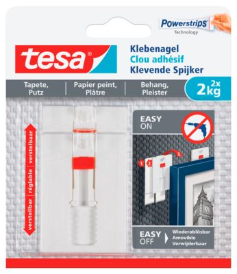 Tesa Weiß - Verstellbarer Klebenagel Für Tapeten Und Putz 2 Kg - Höhenverstellbarer, Selbstklebender Wandnagel - Bis Zu 2 Kg Halteleistung Pro Nagel - 2-Er Pack - Image 12