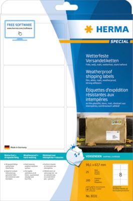 Herma Versandetiketten Nr. 8331 Polyesterfolie 99,1 x 67,7 mm DIN A4 200 Stück - Image 5