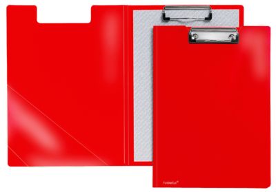 Klemmbrettmappe A4 rot mit starker Klemme, Dreiecks-Klarsichttasche innen, PP, 1.2mm - Image 3