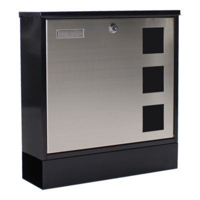Rottner Briefkasten Design Mailbox schwarz Stahl Edelstahl Tür mit Zeitungsbox Sichtfenster Namensschild Wandmontage - Bild 4