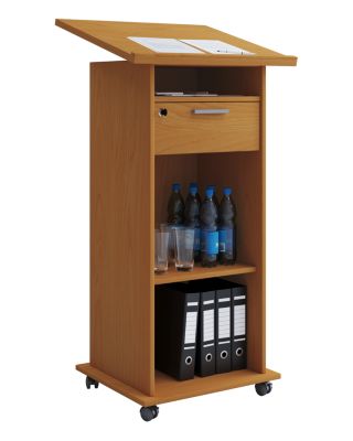 Vcm Braun Bürowagen "Holz Stehpult Rednerpult Stehtisch Rollen Melta", (Buche), B:60cm T:50cm, Tische, Bürowagen - Image 7