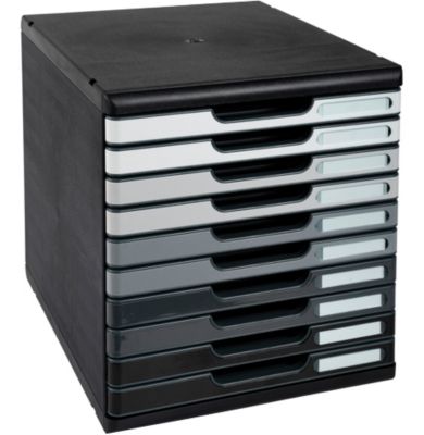 Exacompta Glossy Grau 302794D Ablagebox Modulo Mit 10 Schubladen Für Din A4+ Dokumente. Belastbare Schubladenbox Mit Hoher Kapazität Für Mehr Platz Auf Dem Schreibtisch Shades Of Grey - Image 3