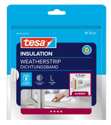 Tesa Weiß - Moll P-Profil Gummidichtung - Selbstklebende Dichtung Zum Isolieren Von Spalten An Fenstern Und Türen - 10 M X 9 Mm X 5,5 Mm - Image 6