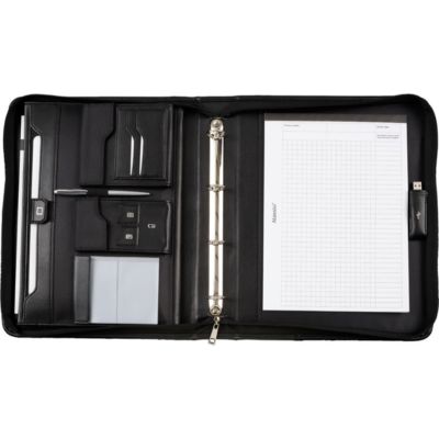 Alassio Orgamappe SALERNO DIN A4 Nylon Schwarz mit Schreibblock - Image 3