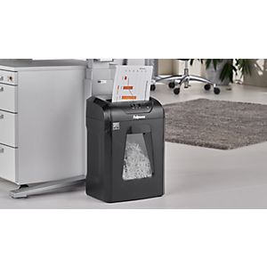 Aktenvernichter Fellowes Powershred® 12C Cross Cut, Partikelschnitt, P-4, Auffangbehälter, schwarz