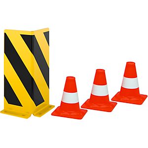Anfahrschutz, 400 mm hoch + PVC-Leitkegel tagesleuchtend, H 200 mm GRATIS