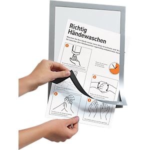 DURABLE Magnetrahmen DURAFRAME A4 "Handhygiene", 2er-Set inkl. 2 Infoblätter in D, EN, FR & NL