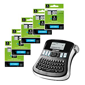 DYMO® Schriftbandkassetten 45013, 5 Stück + Beschriftungsgerät LabelManager 210, GRATIS