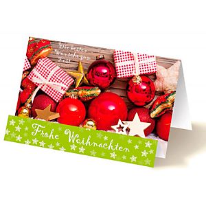 Extraknick-Weihnachtskarte Rote Kugeln, 3D-Effekt, mit Umschlag