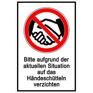 Folienaufkleber Händeschütteln, selbstklebend, Digitaldruck, L 300 x B 200 mm, weiß/schwarz/rot