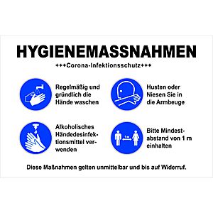 Folienaufkleber Hygienemaßnahme, Digitaldruck-Piktogramme, selbstklebend, Basicfolie & Laminat, L