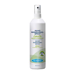 Handreinigungsspray Limette, gegen Bakterien, Keime, Pilze und Viren, oberflächenaktiv,