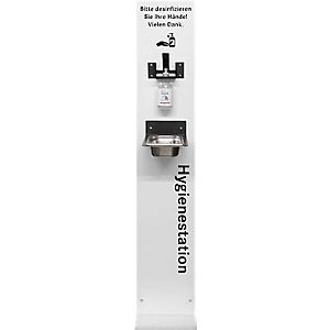Hygienestation Basic, Armhebel, bis 500 ml, mit 2 x Händedesinfektionsgel Anti Xtream Gel, B 280 x