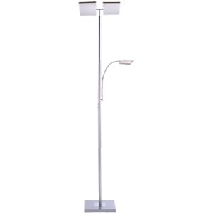 LED-Stehleuchte RUBEN, Stahl, Lichtfarbe WarmweiÃ, 11+4W, Fluterkopf dimmbar, Lesearm verstellbar