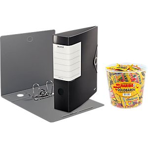 LEITZÂ® Ordner SOLID, DIN A4, RÃ¼ckenbreite 82 mm, 5 StÃ¼ck + GRATIS HARIBO GoldbÃ¤ren