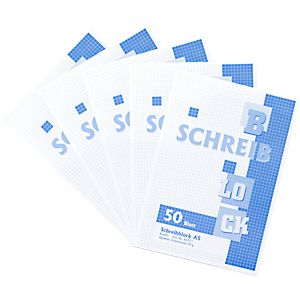 Notizblock, kariert und liniert, verschiedene Größen, 5 Stück