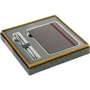 Parker Geschenkset Urban Edelstahl, blauschreibend, mit Notizbuch, in Geschenkbox