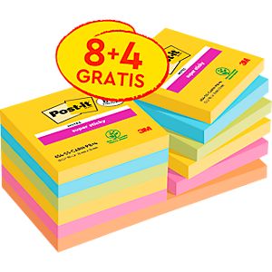Post-it® Haftnotizen Super Sticky Notes 9 Blöcke + 3 Blöcke GRATIS