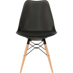 Schalenstuhl DOGEWOOD, Kunststoff, mit Holzbeinen, Sitzkissen, 2Stk. schwarz oder weiß