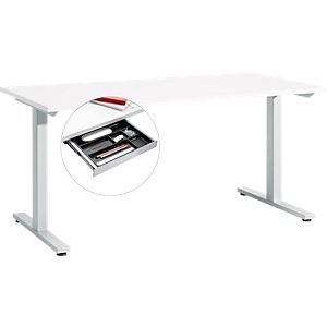 Schreibtisch Start Up, T-FuÃ-Gestell, B 1600 x T 800 x H 735 mm, versch. Farben + ZubehÃ¶rschublade