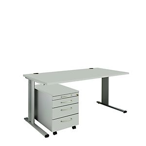 Set PLANOVA BASIC, Schreibtisch B 1600 mm + Rollcontainer