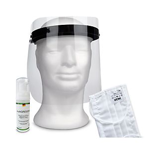 Sparset Gesichtsschutzmaske, austauschbares Visier + waschbarer Mund-Nasen-Schutz + multiGREEEN®