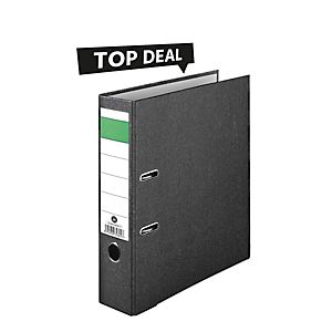 Top Deal Aktenordner Grüner Balken, A4, Rückenbreite 80 mm, Qualitäts-Hebelmechanik, Griffloch,