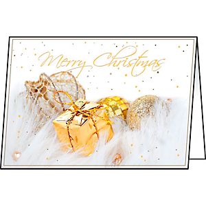 Weihnachts-Karte "Christmas Present", 10 Stück, inkl. Umschlag, DIN A6, Glanzkarton mit Goldprägung